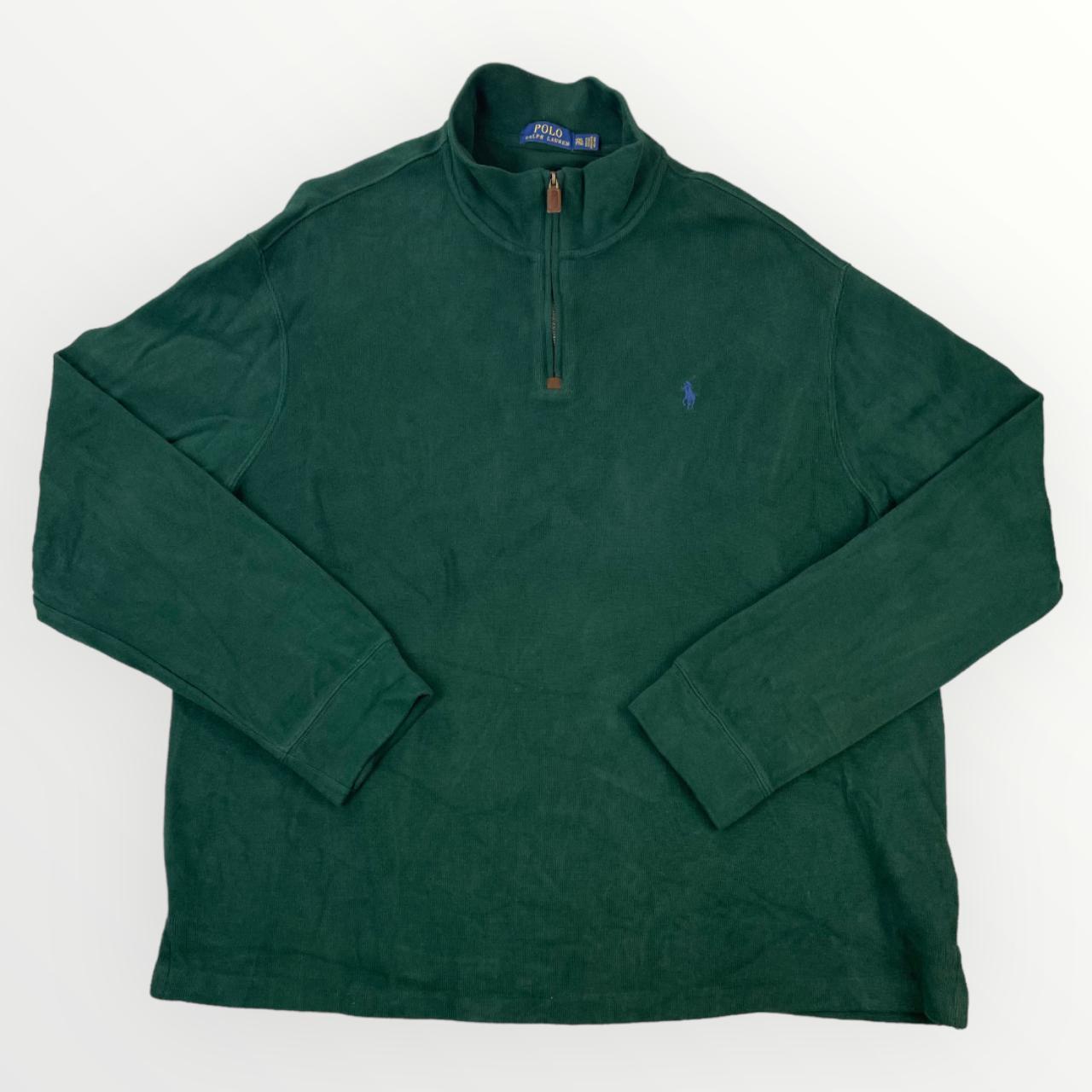 POLO Ralph Lauren Men's 1/4 Zip Sweater Green... - Depop