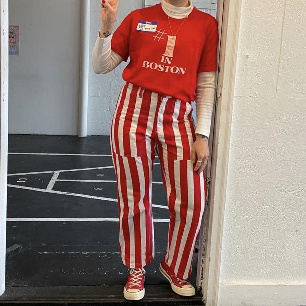 Red striped Big Bud Press work pants from the... Depop