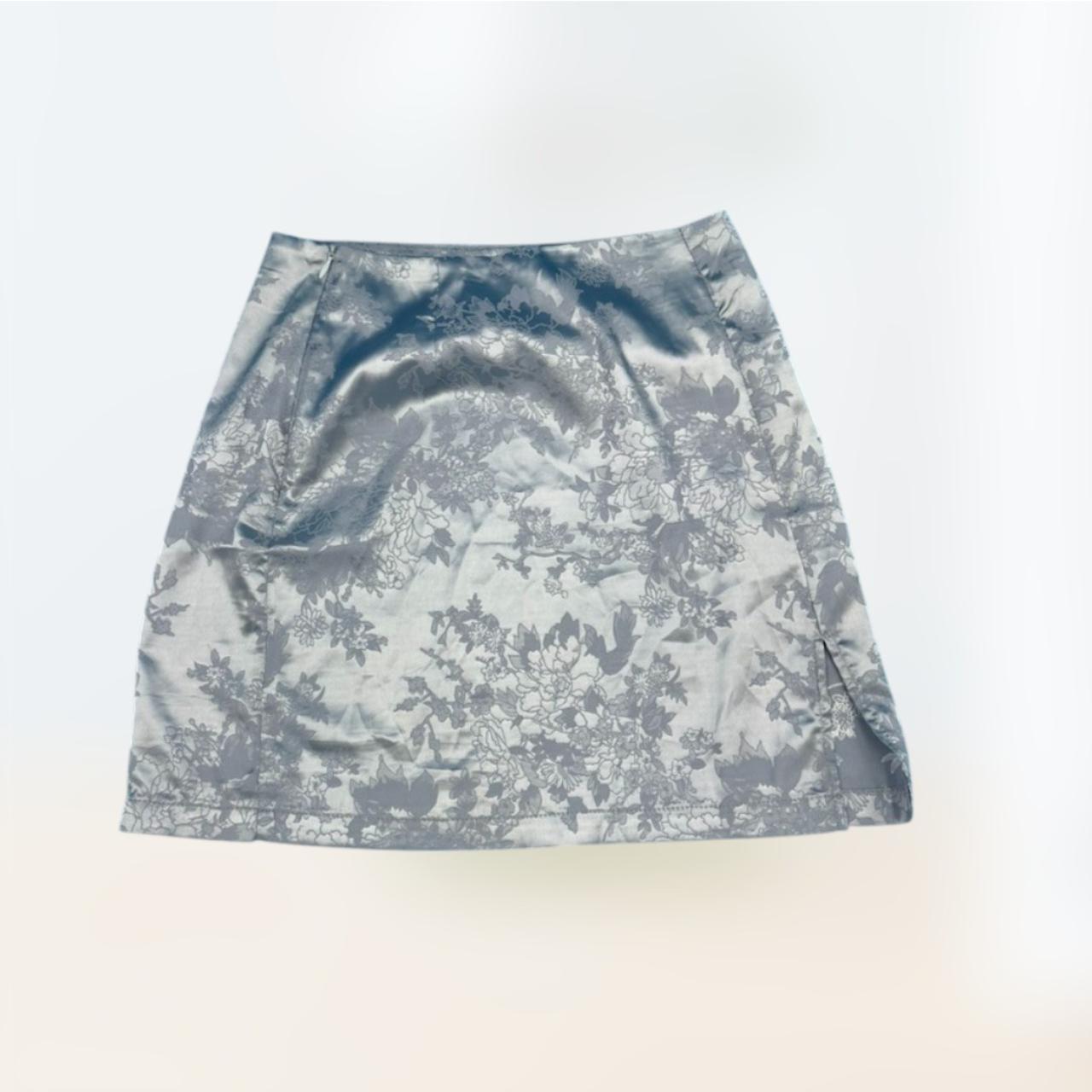 Floral Blue Mini Skirt Shein Light Blue Depop