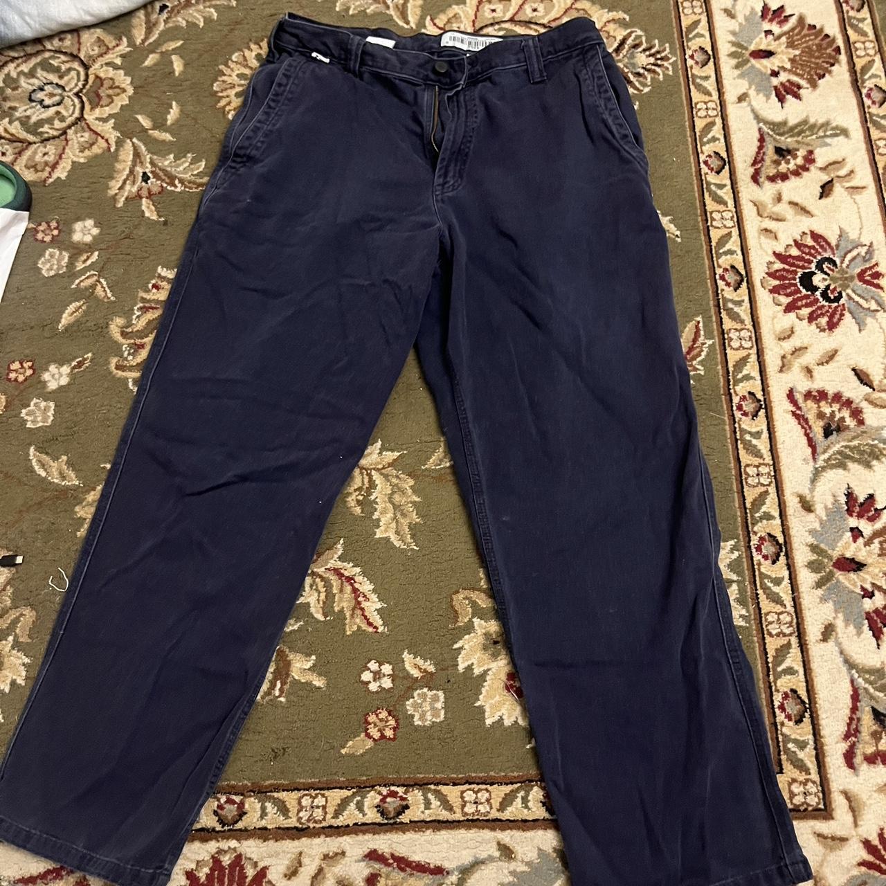 vintage carhartt navy pants baggy 33x30 good... - Depop