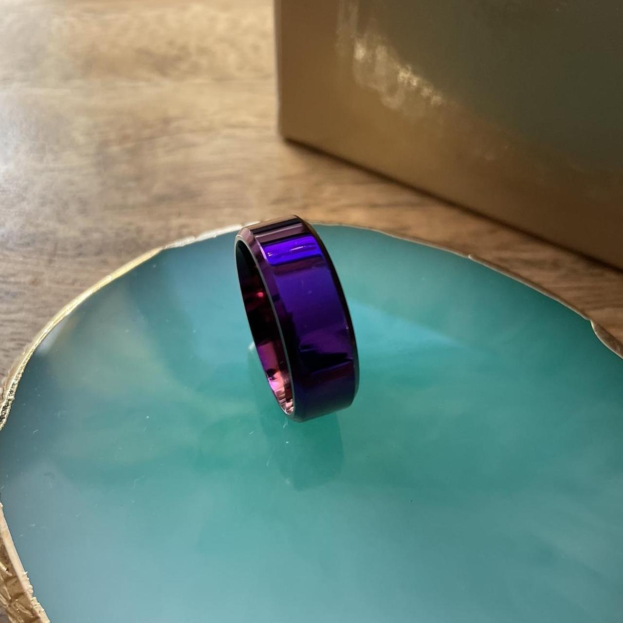 Mens Silver Purple Ring Design STAINLESS STEEL Ring... - Depop