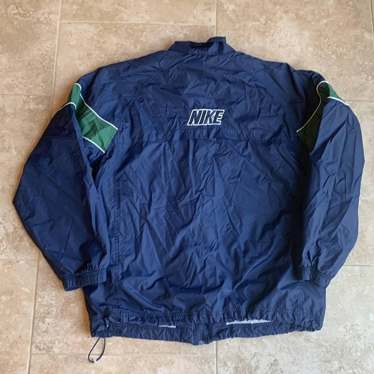 VTG Nike windbreaker - navy and green with white... - Depop