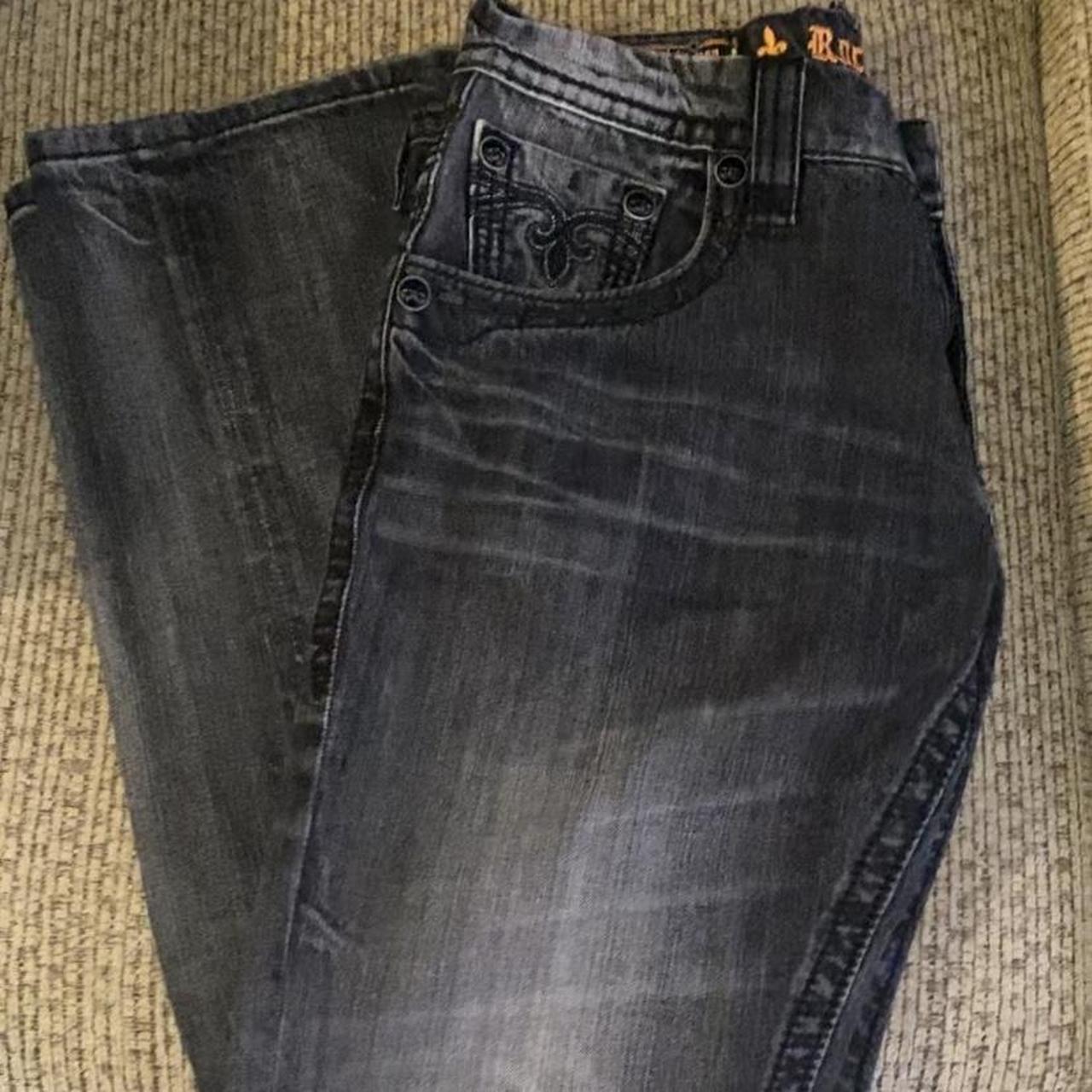 Black wash- rock revival denim jeans- size 34- never... - Depop