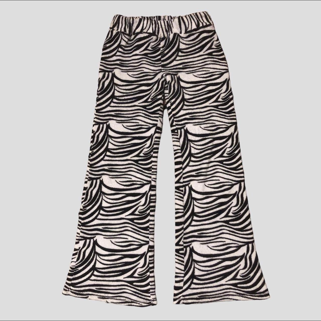 y2k zebra print flared scene mcbling pajama... - Depop