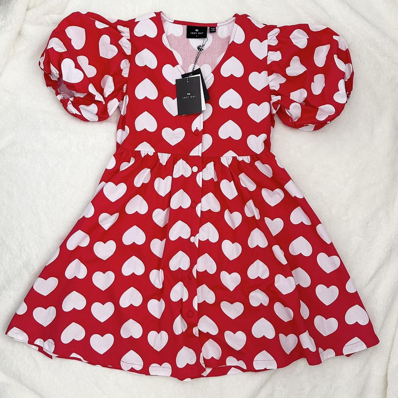 #nwt lazy oaf red heart dress, only tried on and in... - Depop