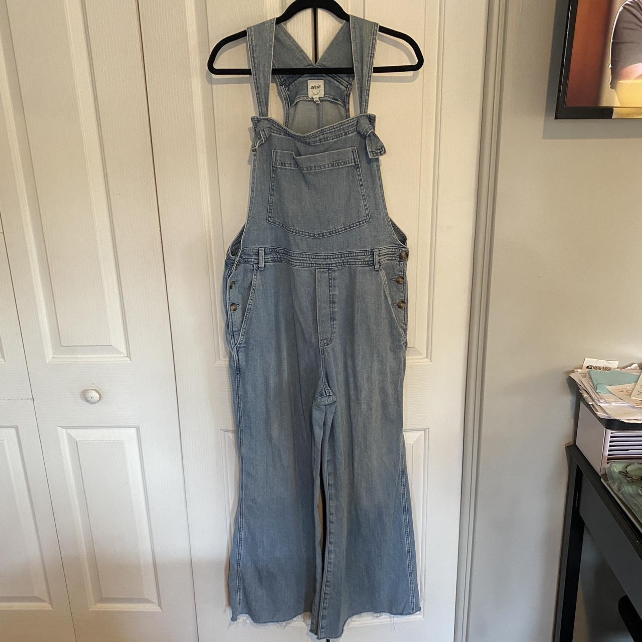 Aerie Wide Leg Overalls Denim - XL - Depop