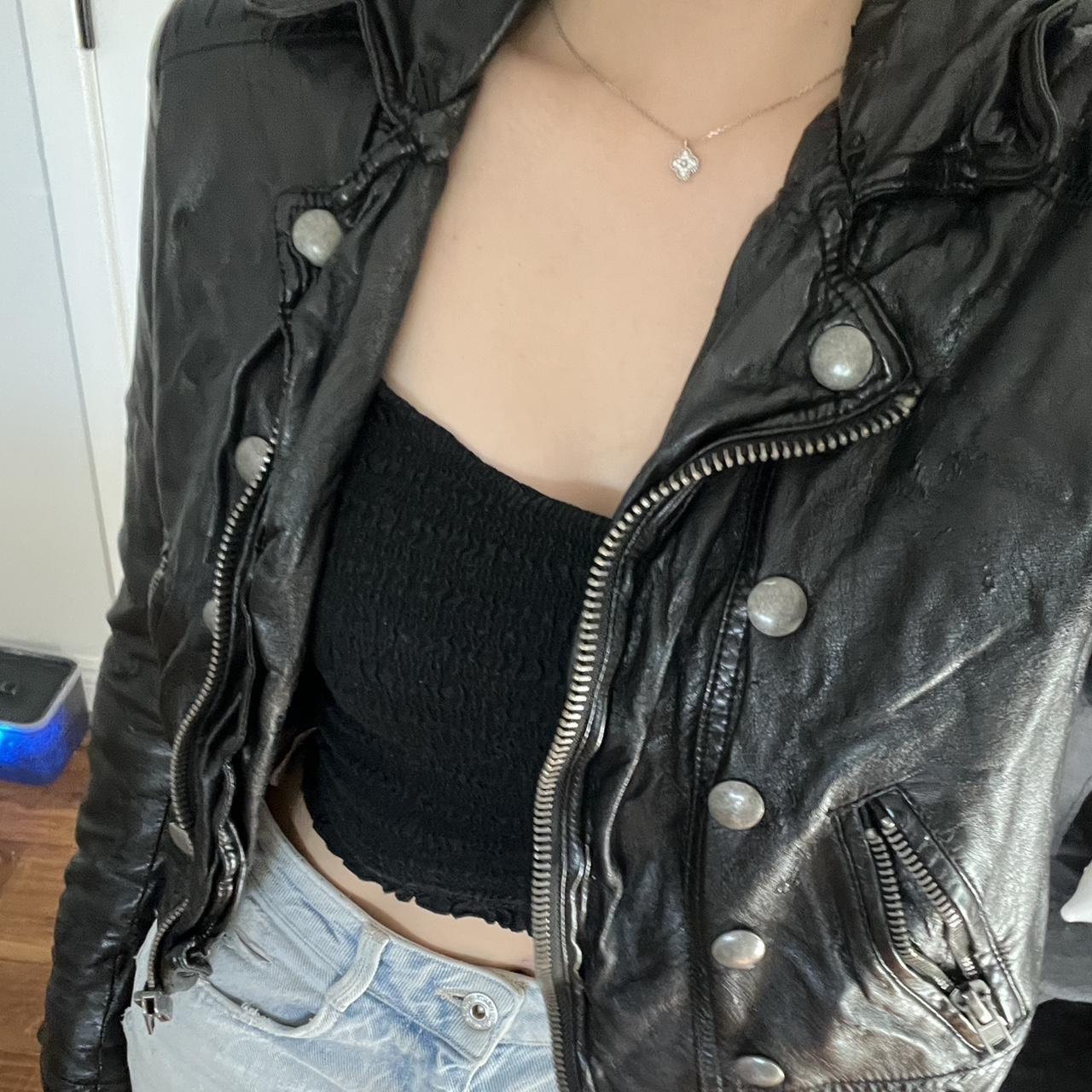 Free People leather jacket XS, super cute and soft.... - Depop