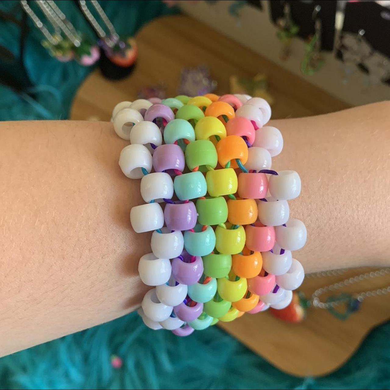 ⭐️ Rainbow Kandi Cuff 🌈 -FITS SMALL- Cute stacker or... - Depop