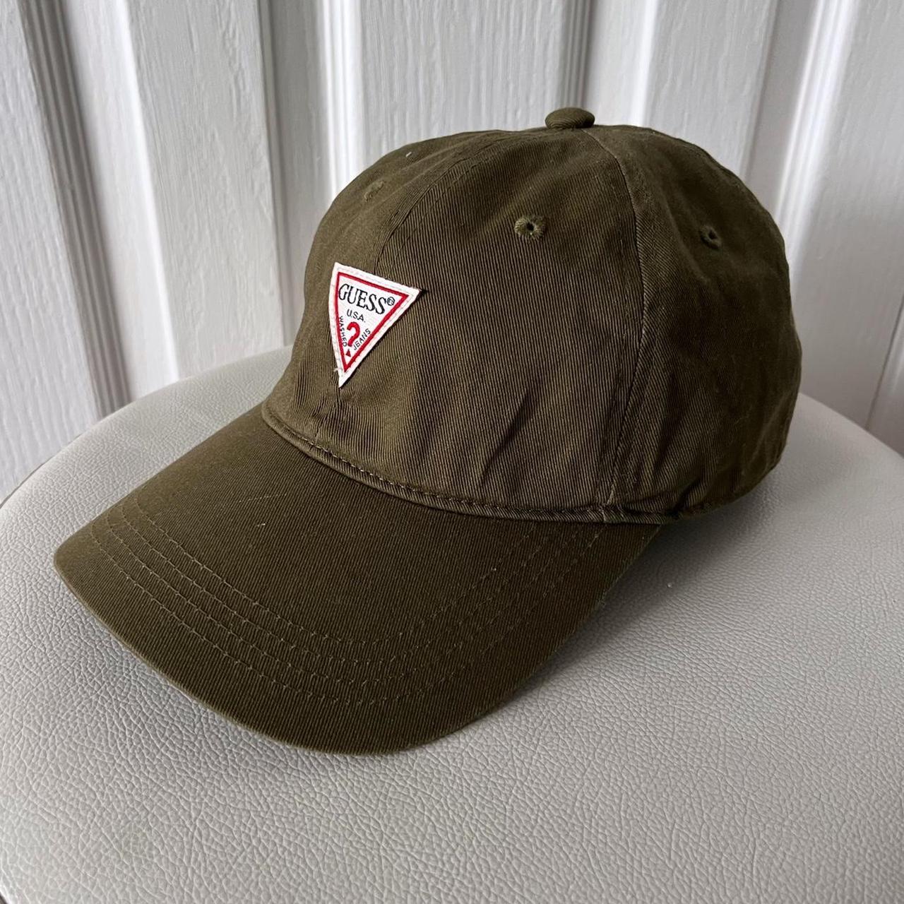 Guess Men's Green and Khaki Hat Depop