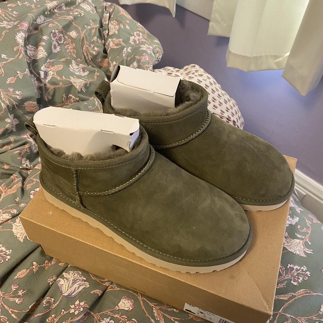 olive green uggs mini