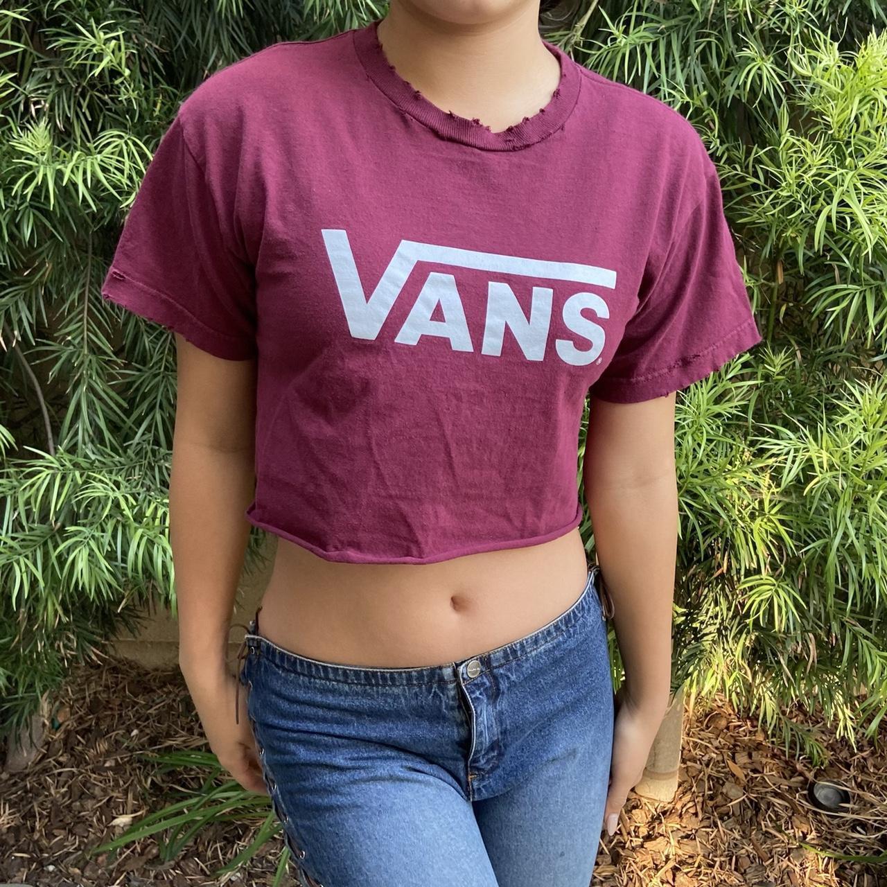 Vans Off The Wall Destroyed cropped crewneck Tee... - Depop