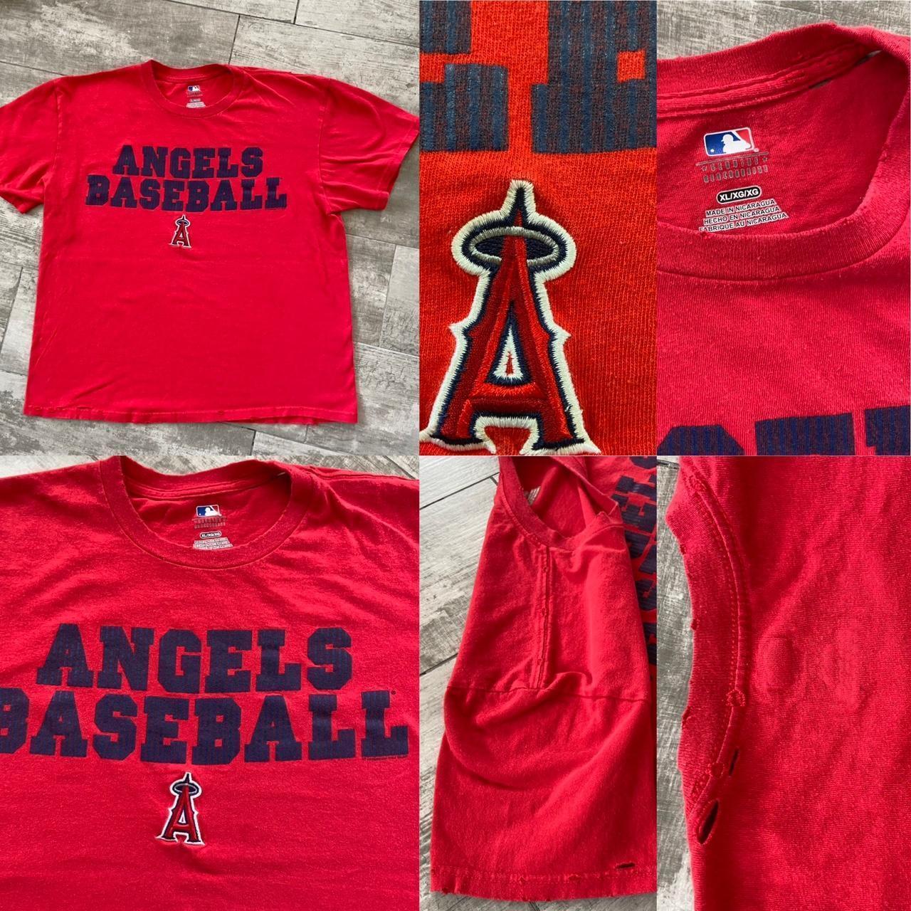 Angels MLB Destroyed Cropped Tee Angels Baseball - Depop