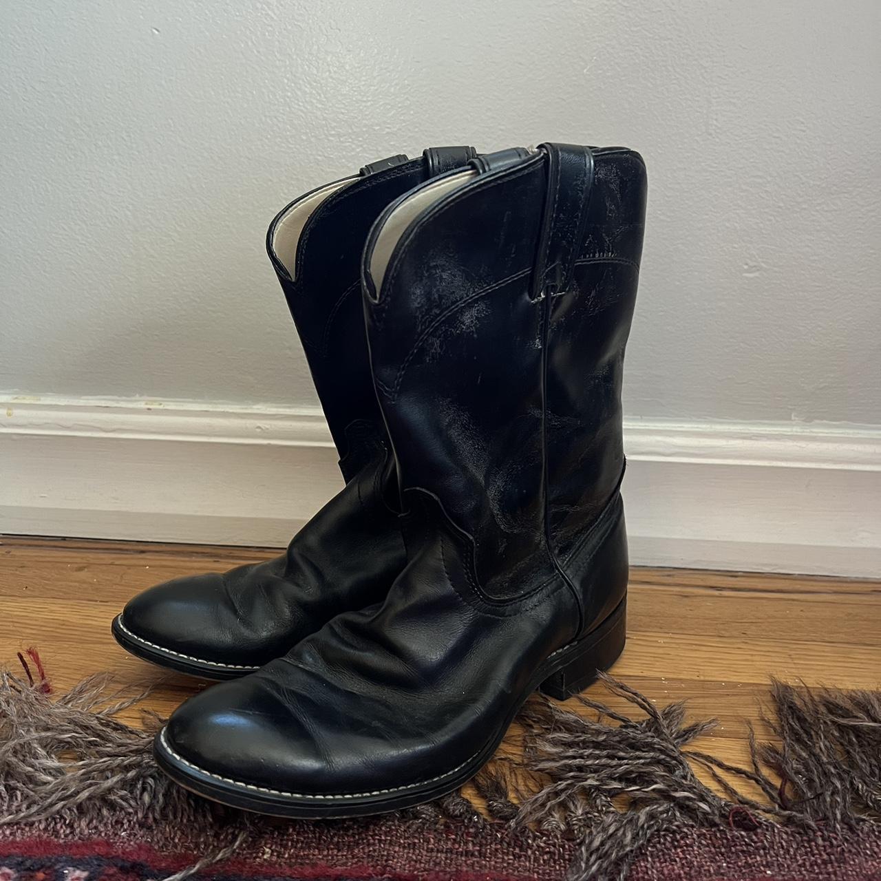 VINTAGE Laredo Black Leather outlet Men's Western Cowboy Boots