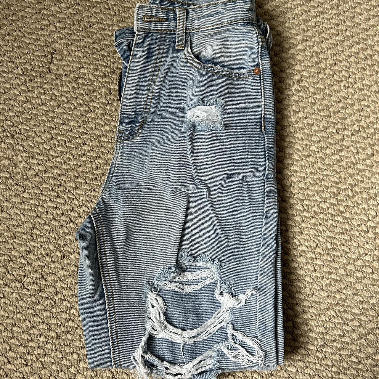 pretty little thing ripped straight leg jeans never... - Depop