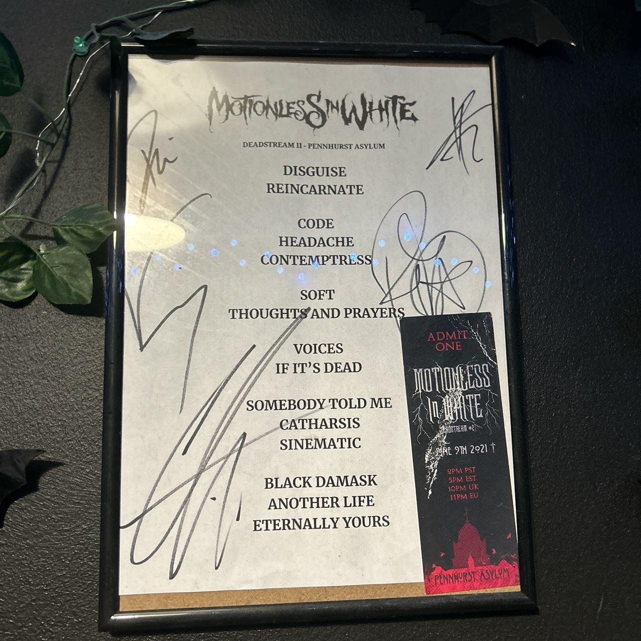 Motionless in white signed setlist from deadstream2... Depop