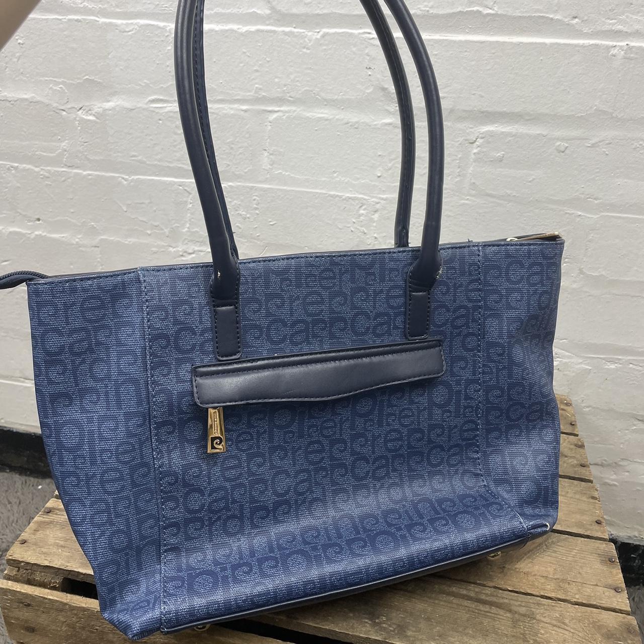 Features Pierre Cardin blue monogram tote bag with