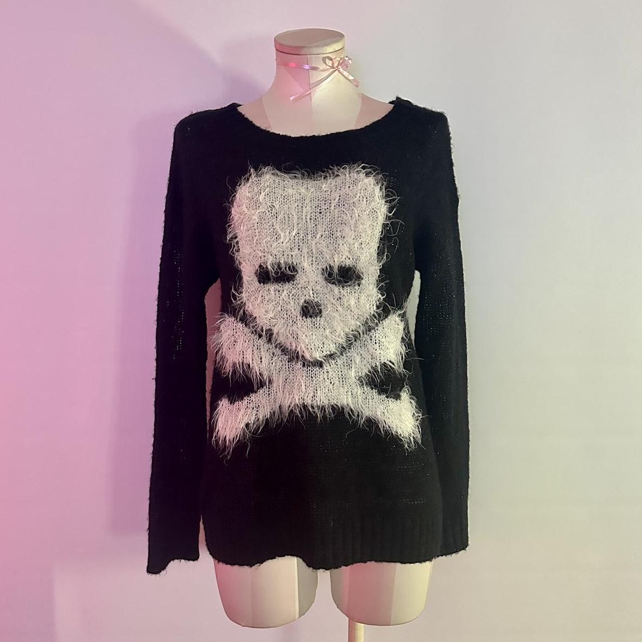 sweater project black white skull patterned long Depop