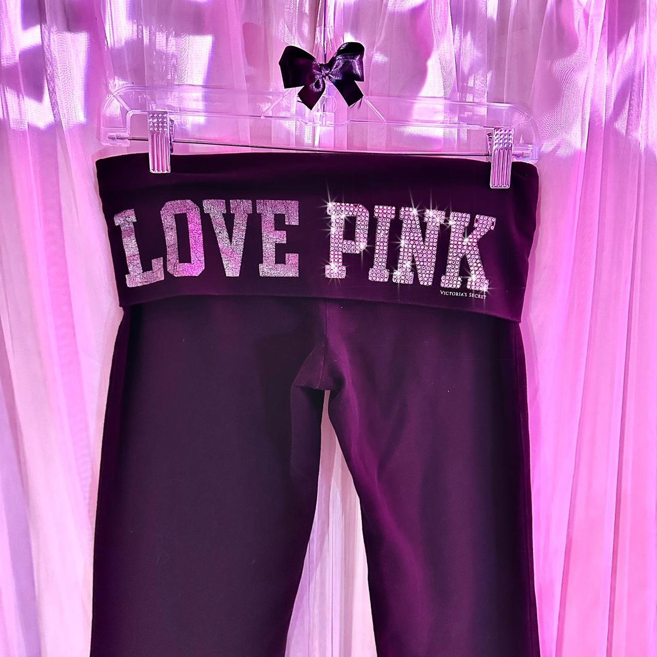 PINK Victoria's Secret Foldover Yoga Shorts Deep - Depop