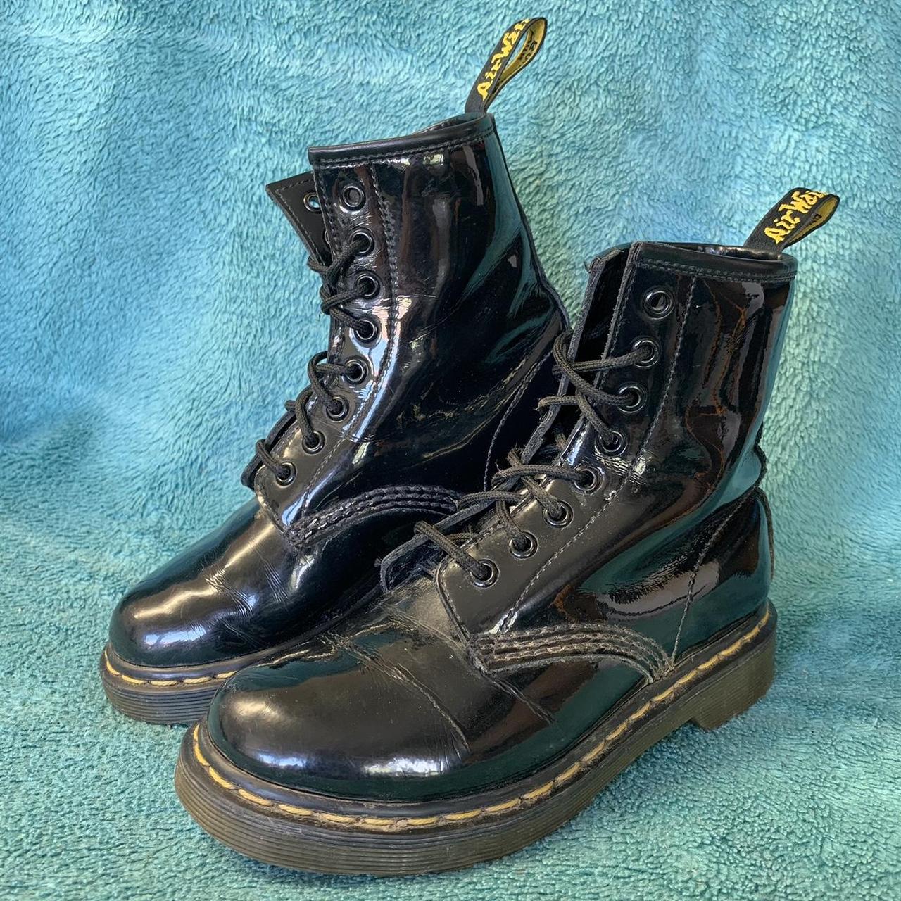 Dr Martens 1460 Boots Black Yellow Stitch Size UK