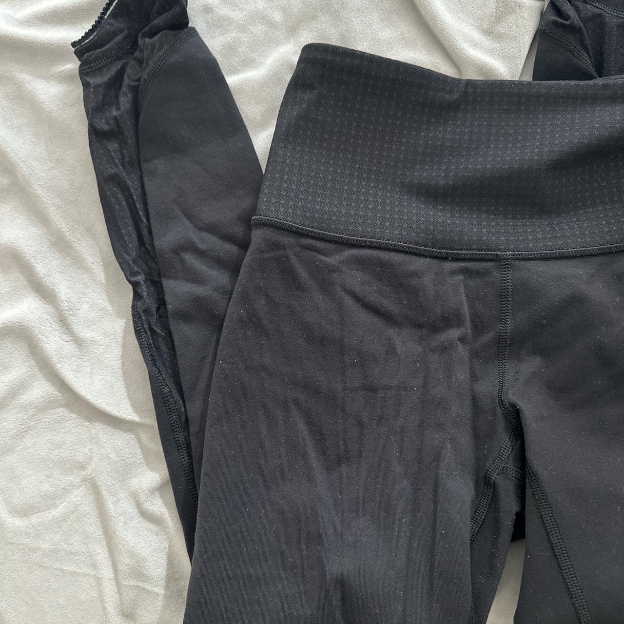 Black lulu leggings with mesh Size 6 - Depop