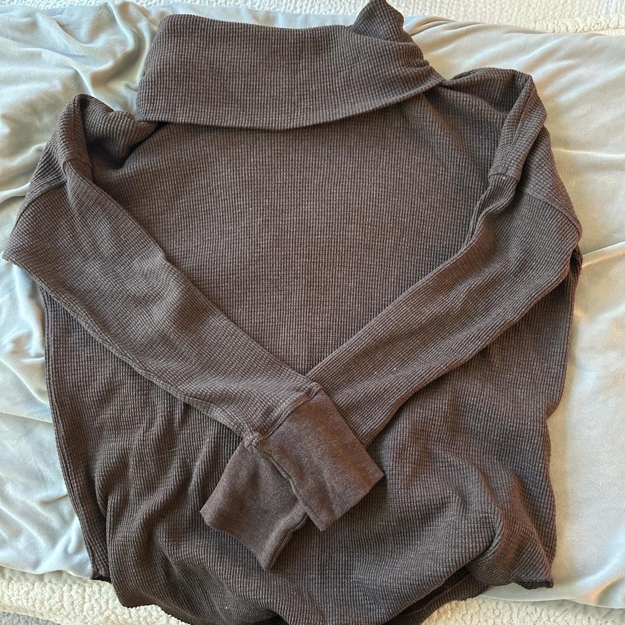 Brown waffle knit shirt Depop
