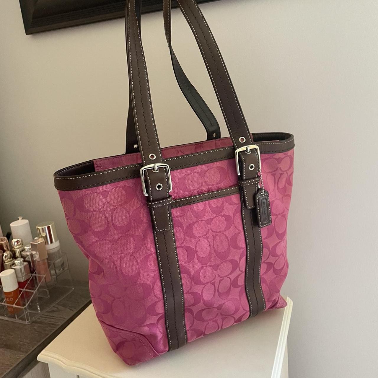 Coach Signature Pink Leather Tote Bag