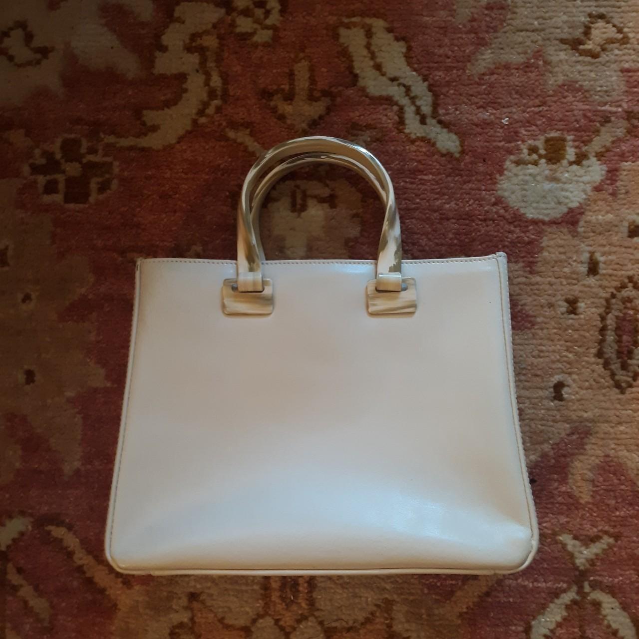 vintage white soft leather square box handbag by...