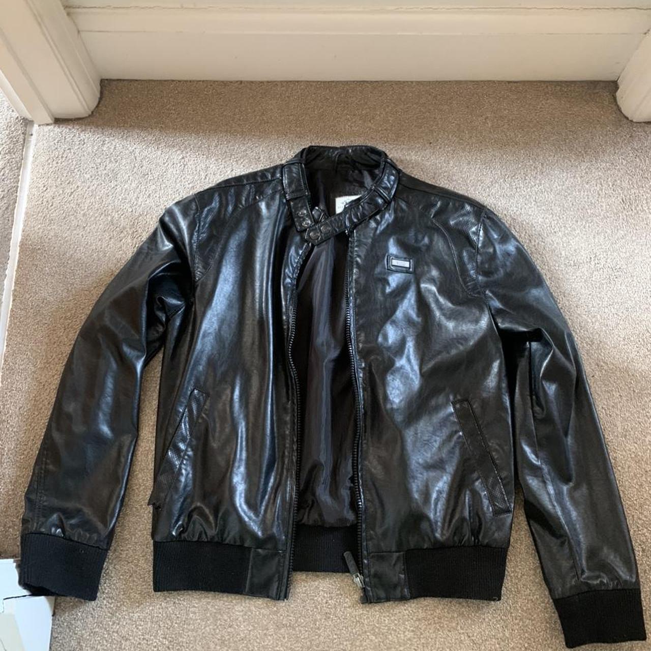 Ecko unltd Faux leather biker jacket XL Great... Depop
