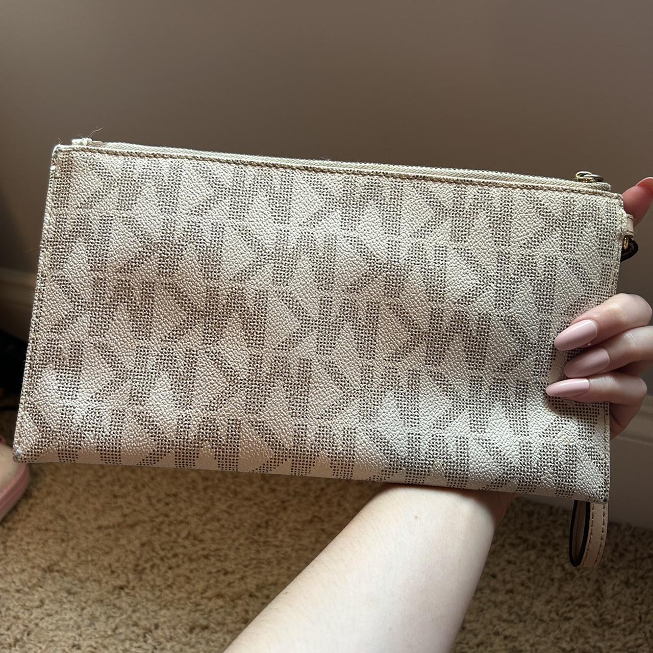 Small metallic silver Michael Kors wallet. Has soft - Depop