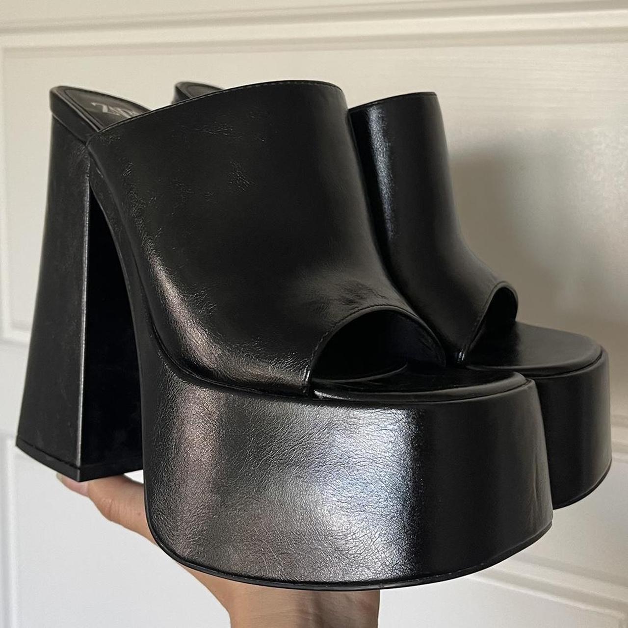 zara denim heels