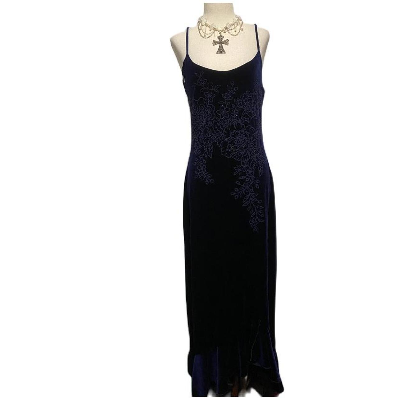 Soft blue velvet material prom dress stretch form... - Depop