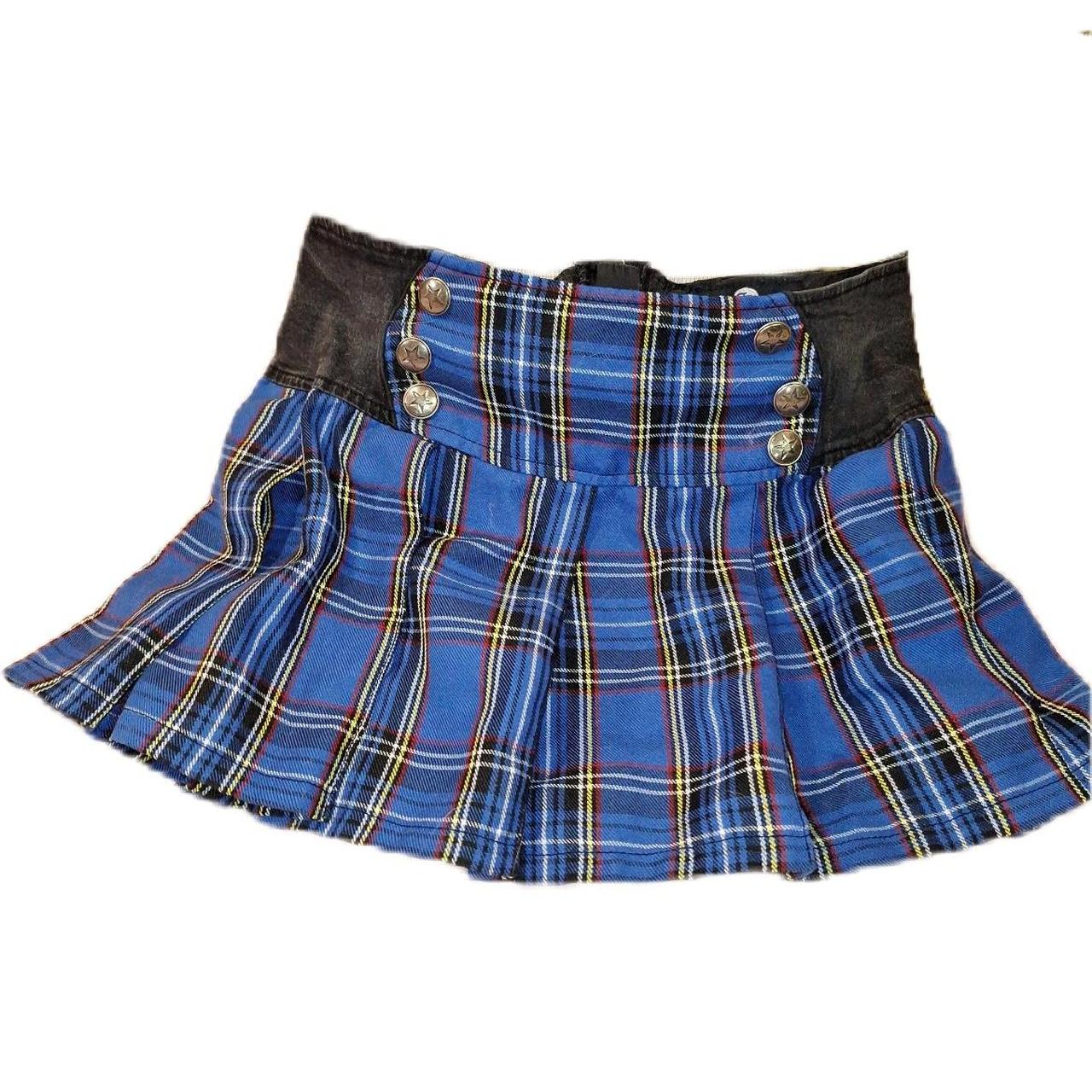 Vintage 90s royal bones blue plaid mini skirt🎀🪽🫖🩷