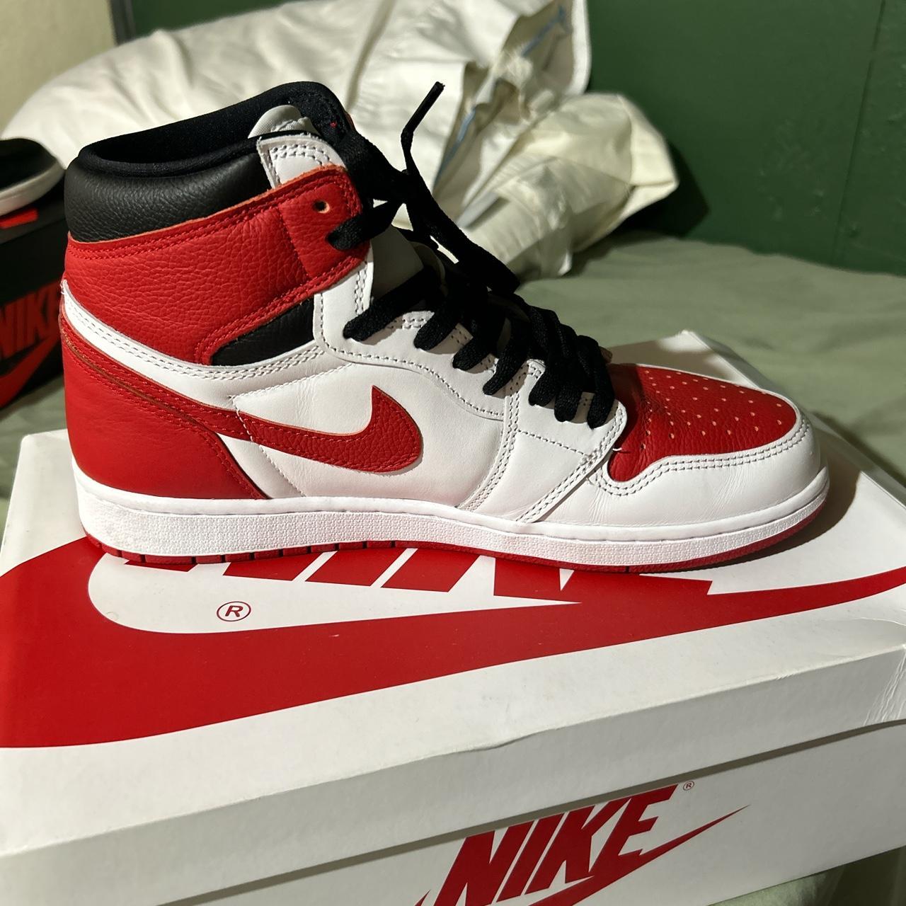 Jordan Men's Red and White Trainers | Depop