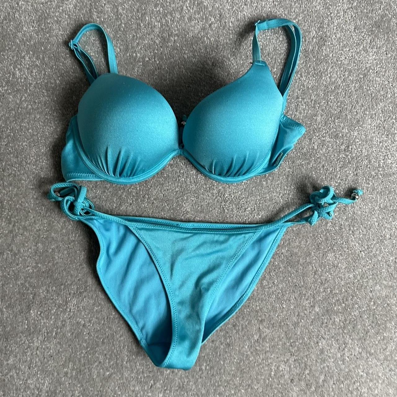 Boux Avenue Blue Bikini Bottoms Size 6 Tie Side Top Depop