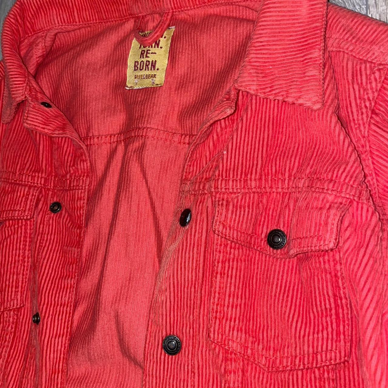 Pull and Pear Coral/Red/orange Corduroy Jacket... - Depop