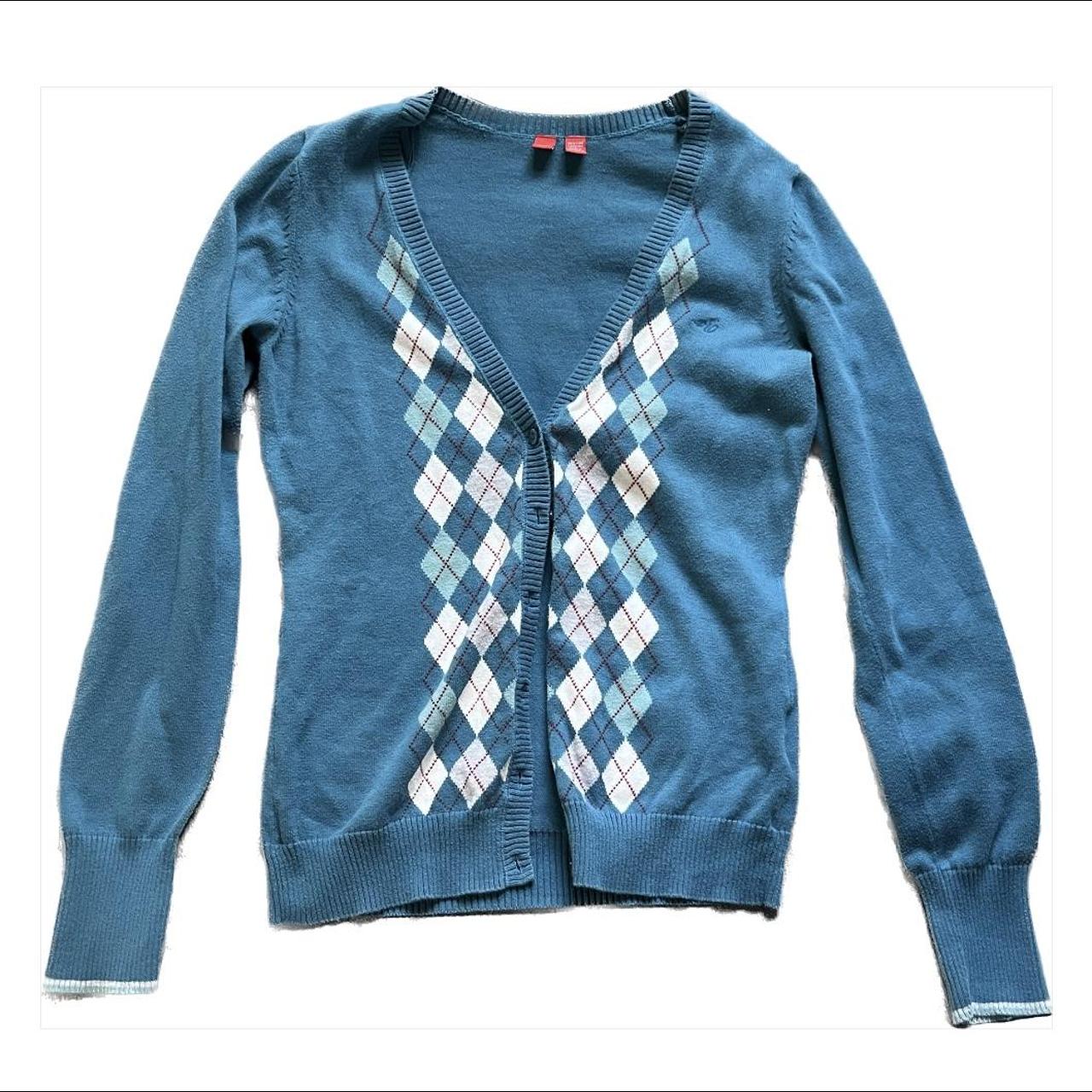 Esprit Women's Blue and White Cardigan Depop