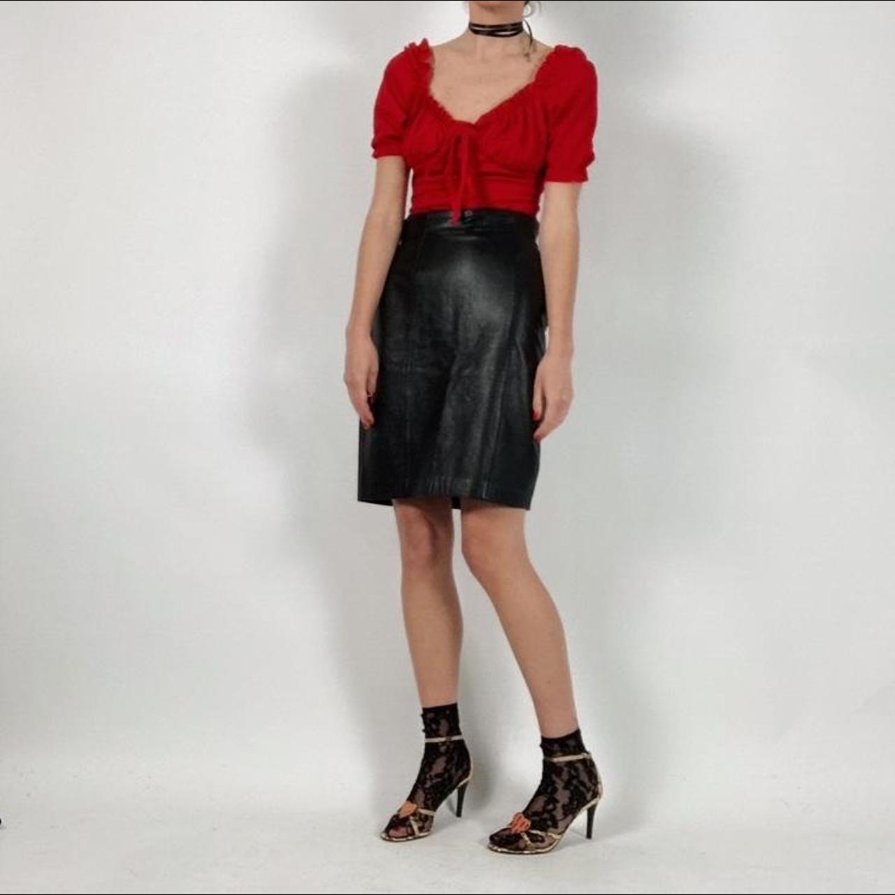 High waisted clearance leather skirt 90s