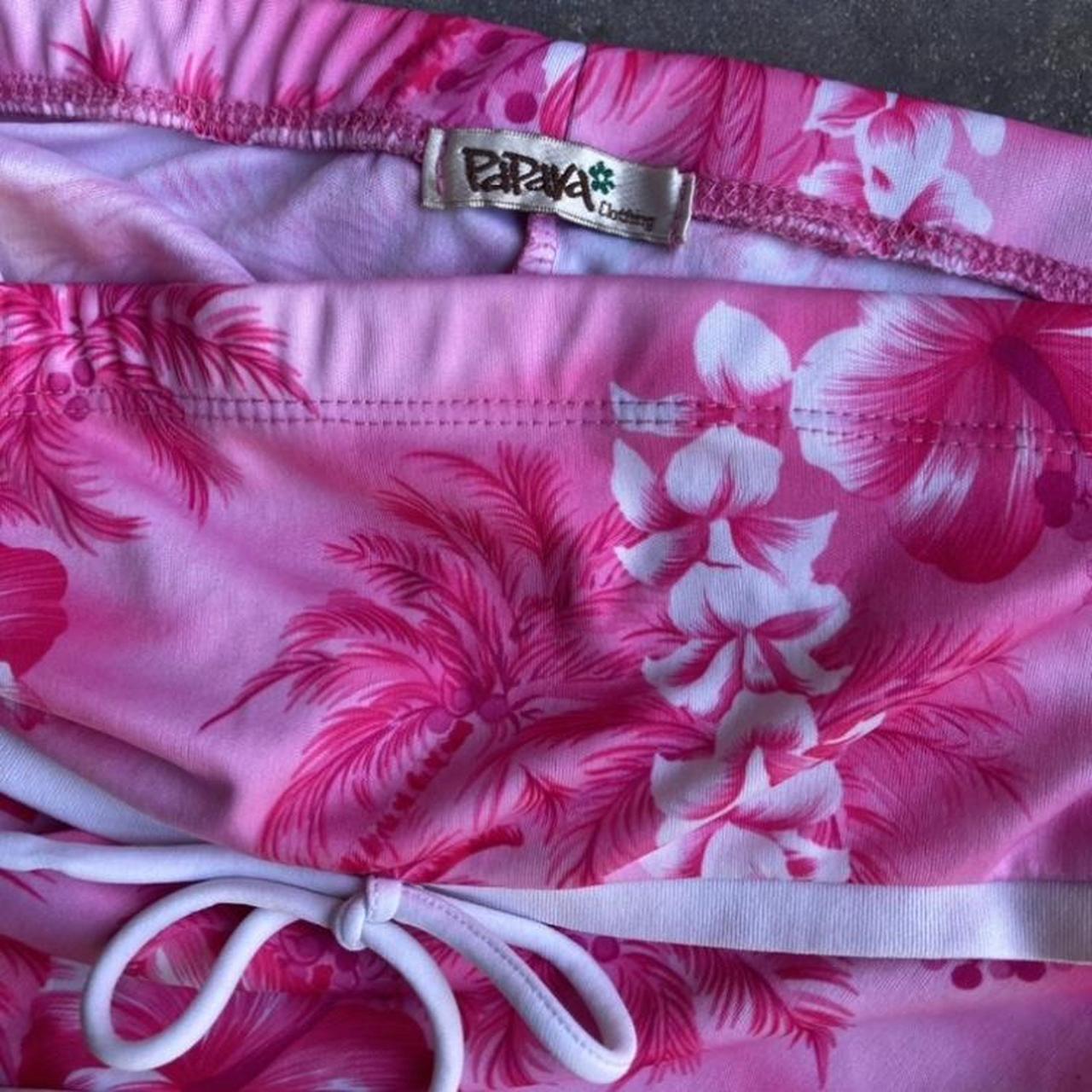 Hawaiian Pink♡ Y2K PINK HAWAIIAN PRINT STRAPLESS DRESS 2000s | Depop