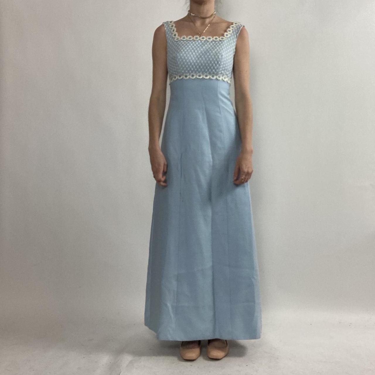 Blue 60s Prom Dress 1960s BABY BLUE DAISY PROM DRESS TRUE VINTAGE