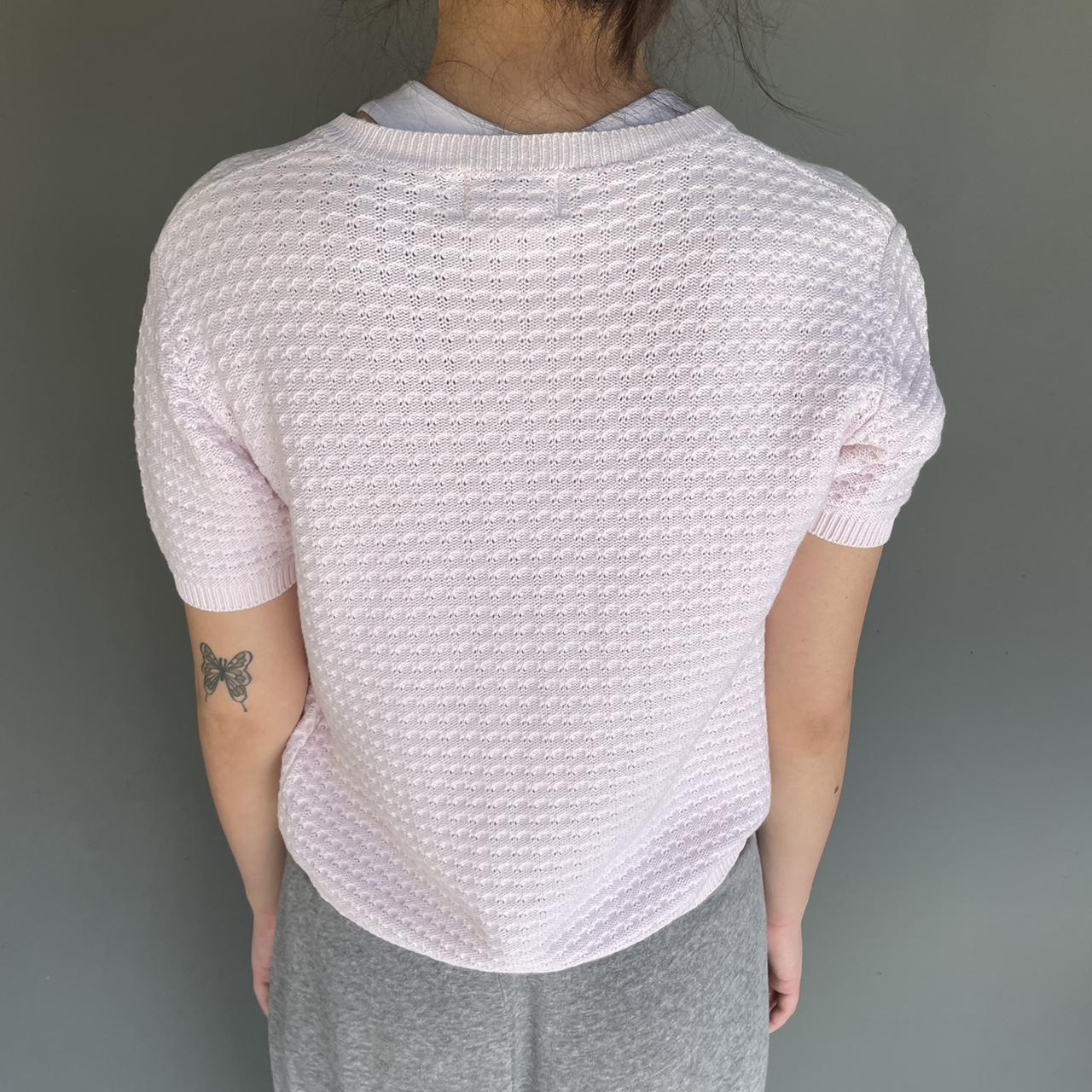 vintage light pink knit sweater, more of a true... Depop