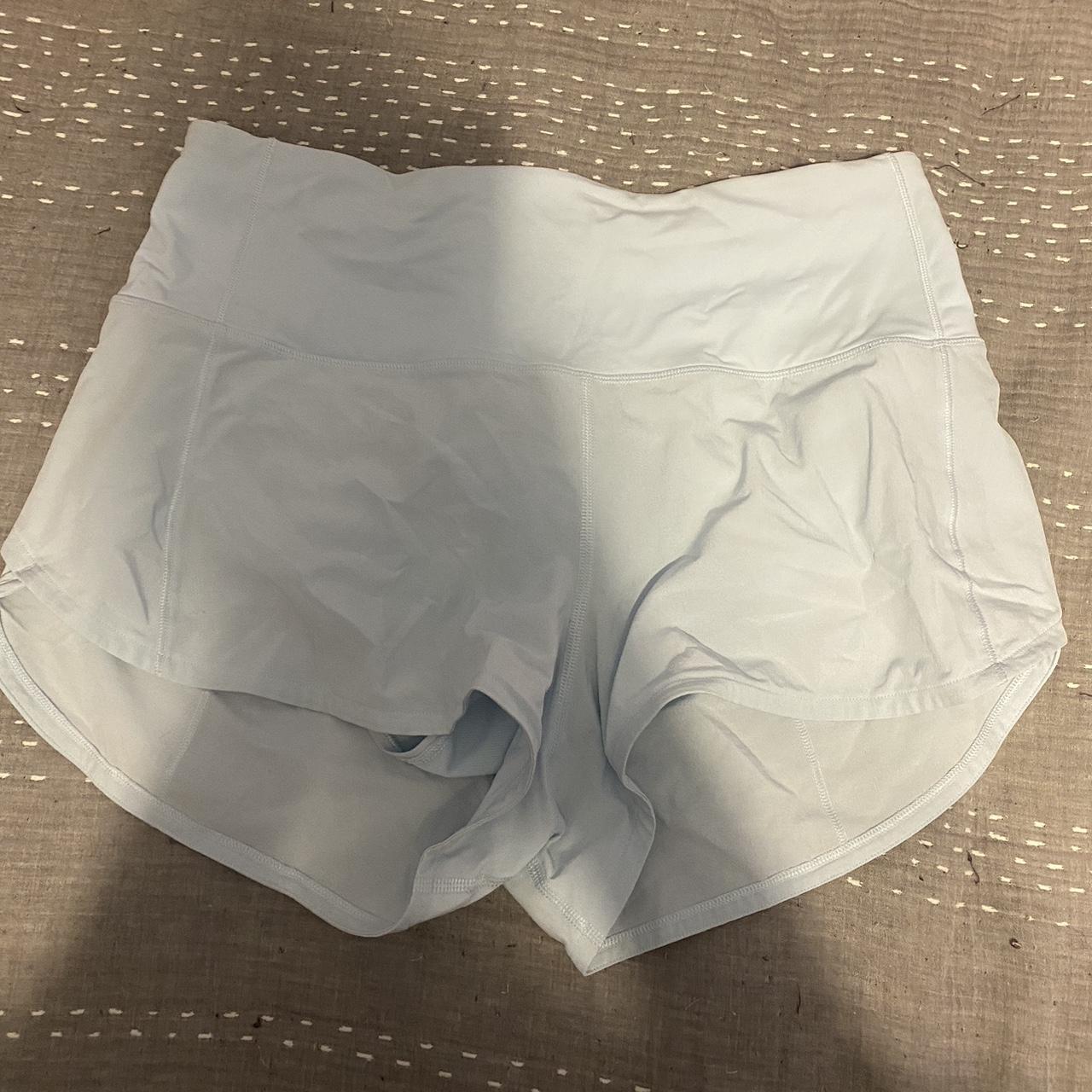 Lululemon powder blue speed up shorts, size 6. No... Depop