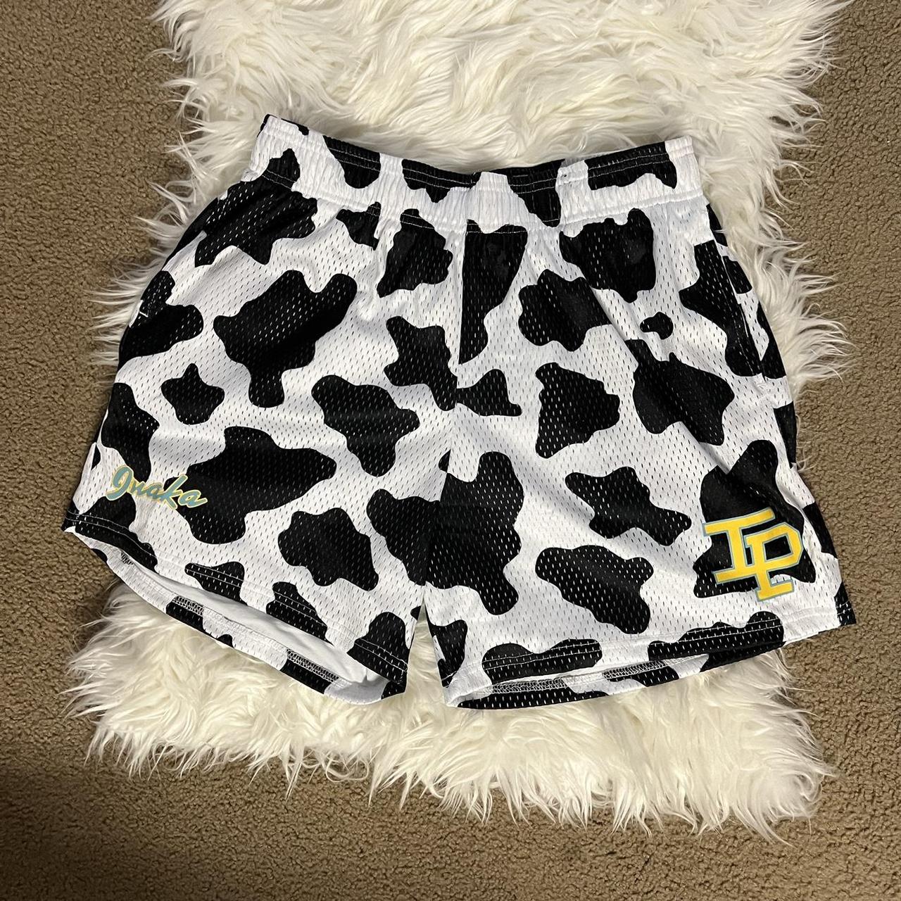 inaka power cow print gym shorts! never used!... - Depop