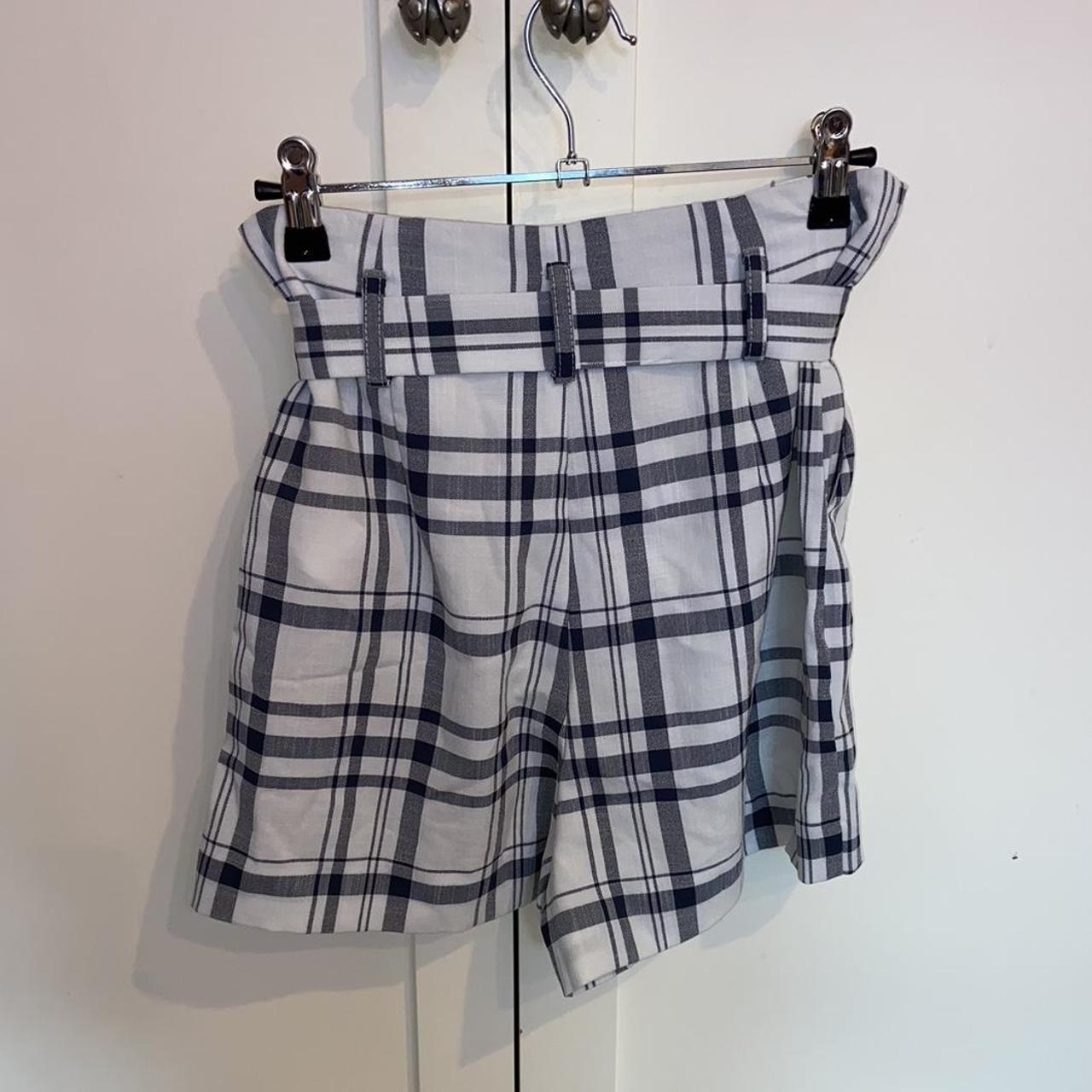 Pimkie plaid shorts tie at the waist white Depop