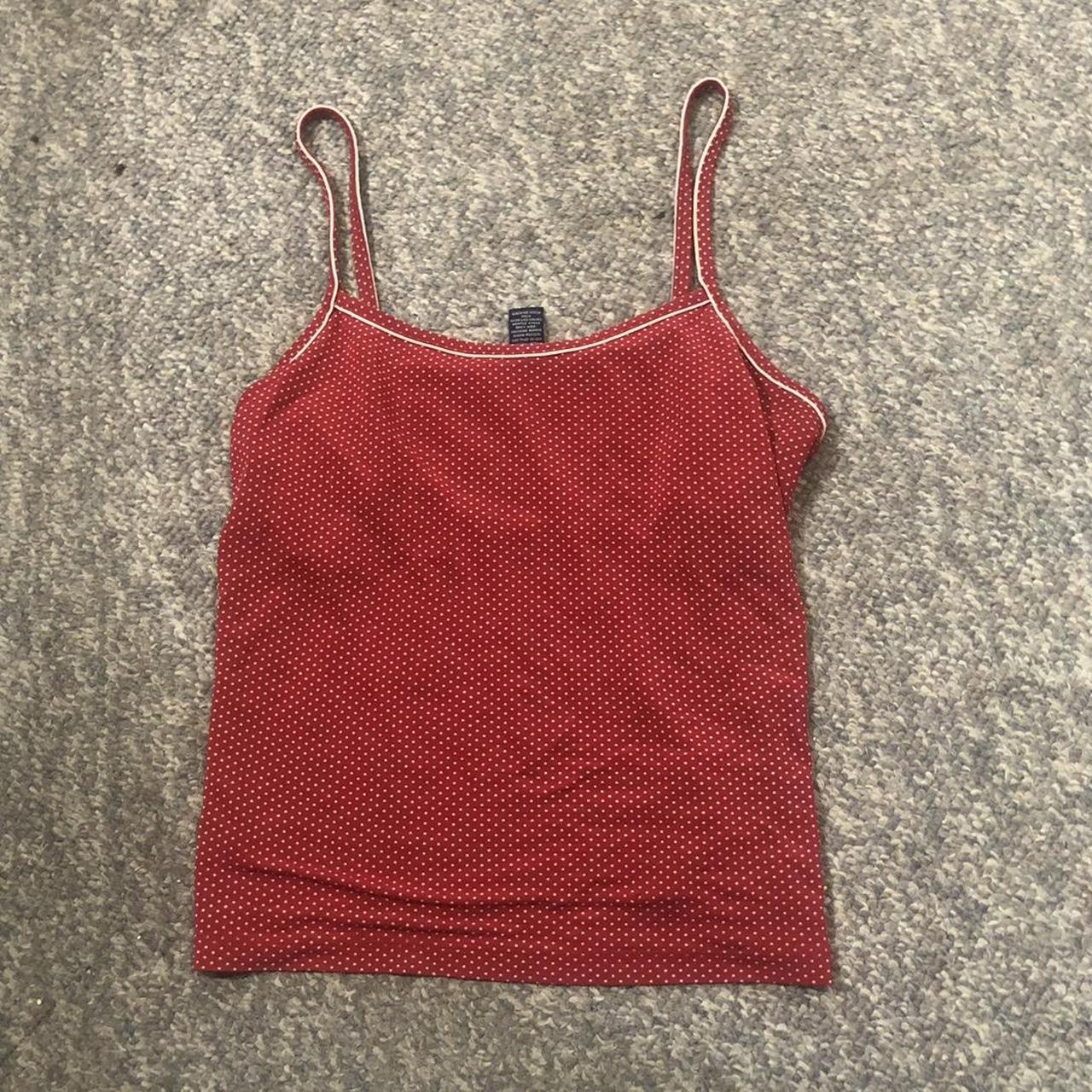 Ann Taylor polkadot red and white cami with white... - Depop