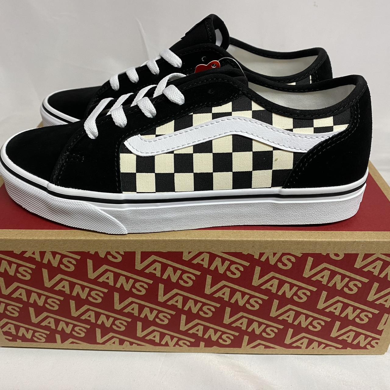 Ladies checkerboard vans best sale