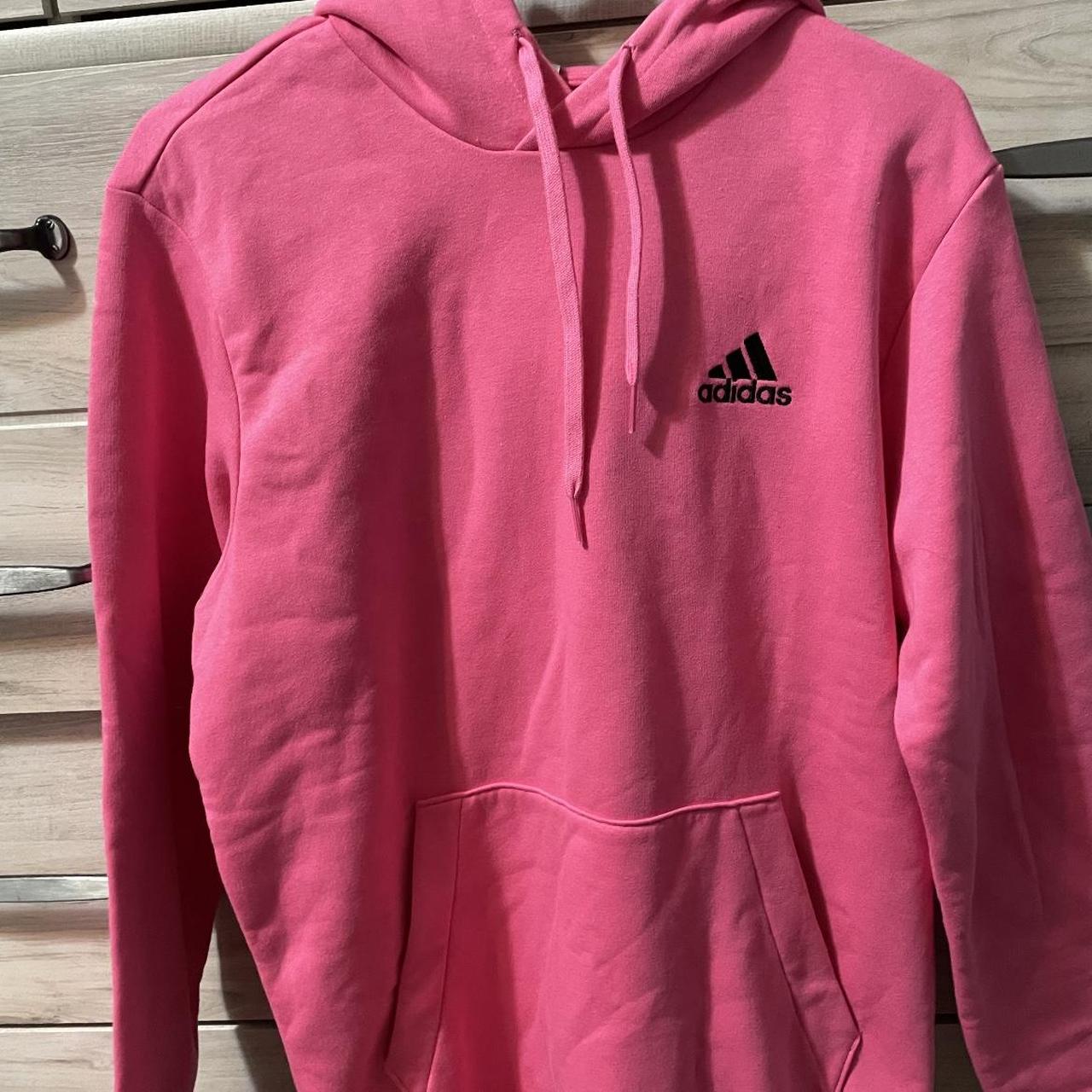 super cute and comfy hot pink adidas hoodie brand... - Depop