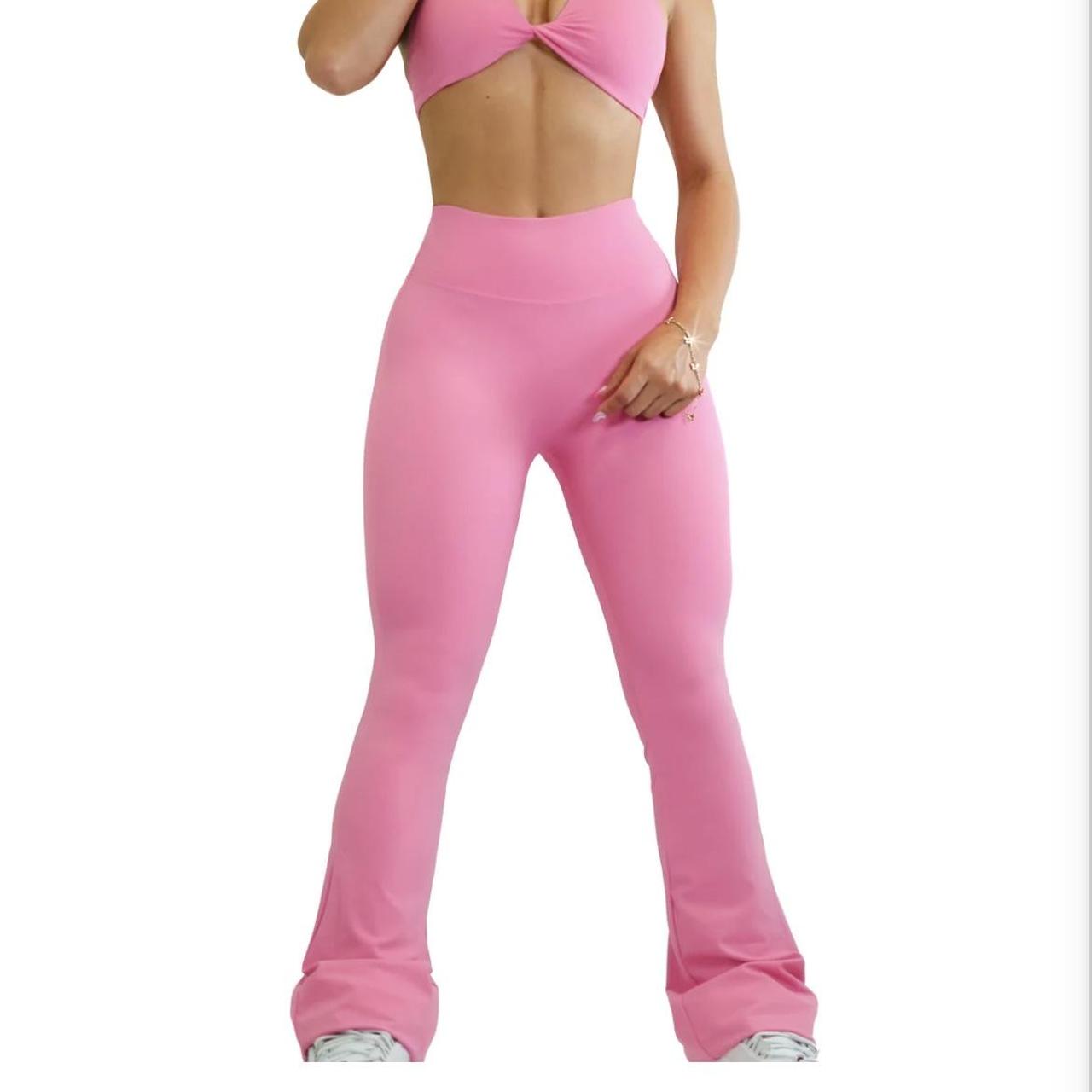 Pink flare leggings Brand: fitness fashion These... - Depop