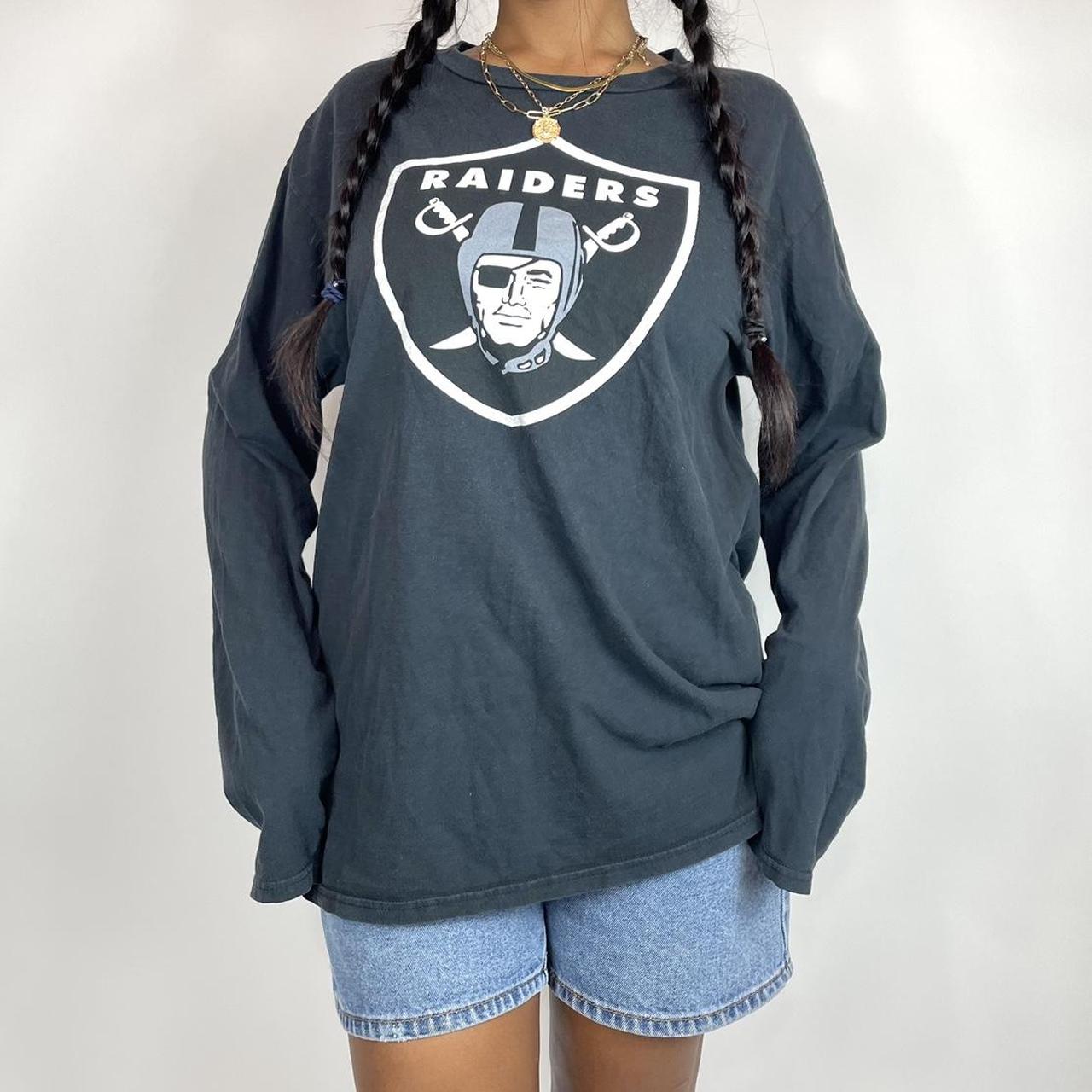 Vintage Style Oakland Raiders Long Sleeve Spell Out - Depop