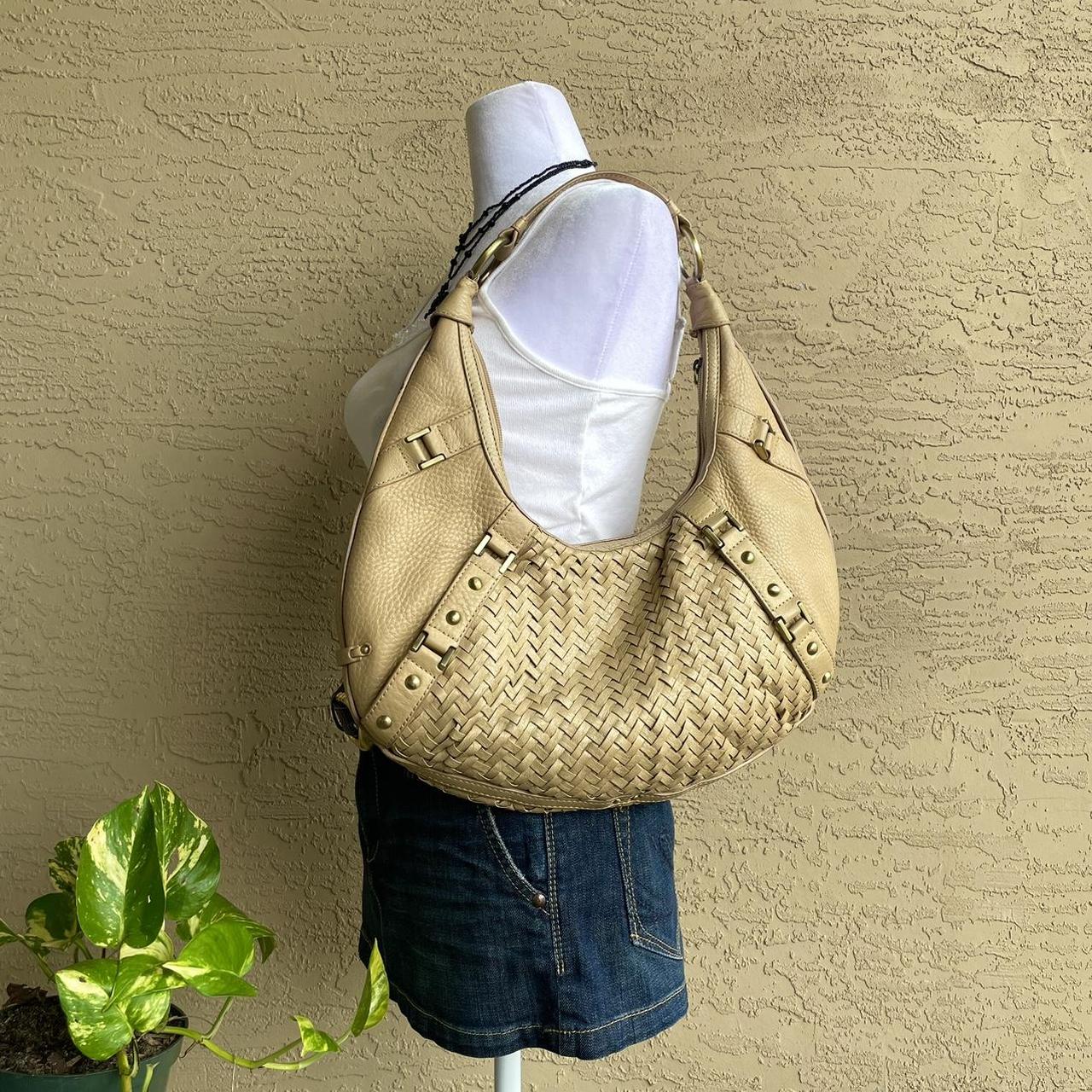 Cole Haan fashion Village Weave Cream Leather Hobo Satchel