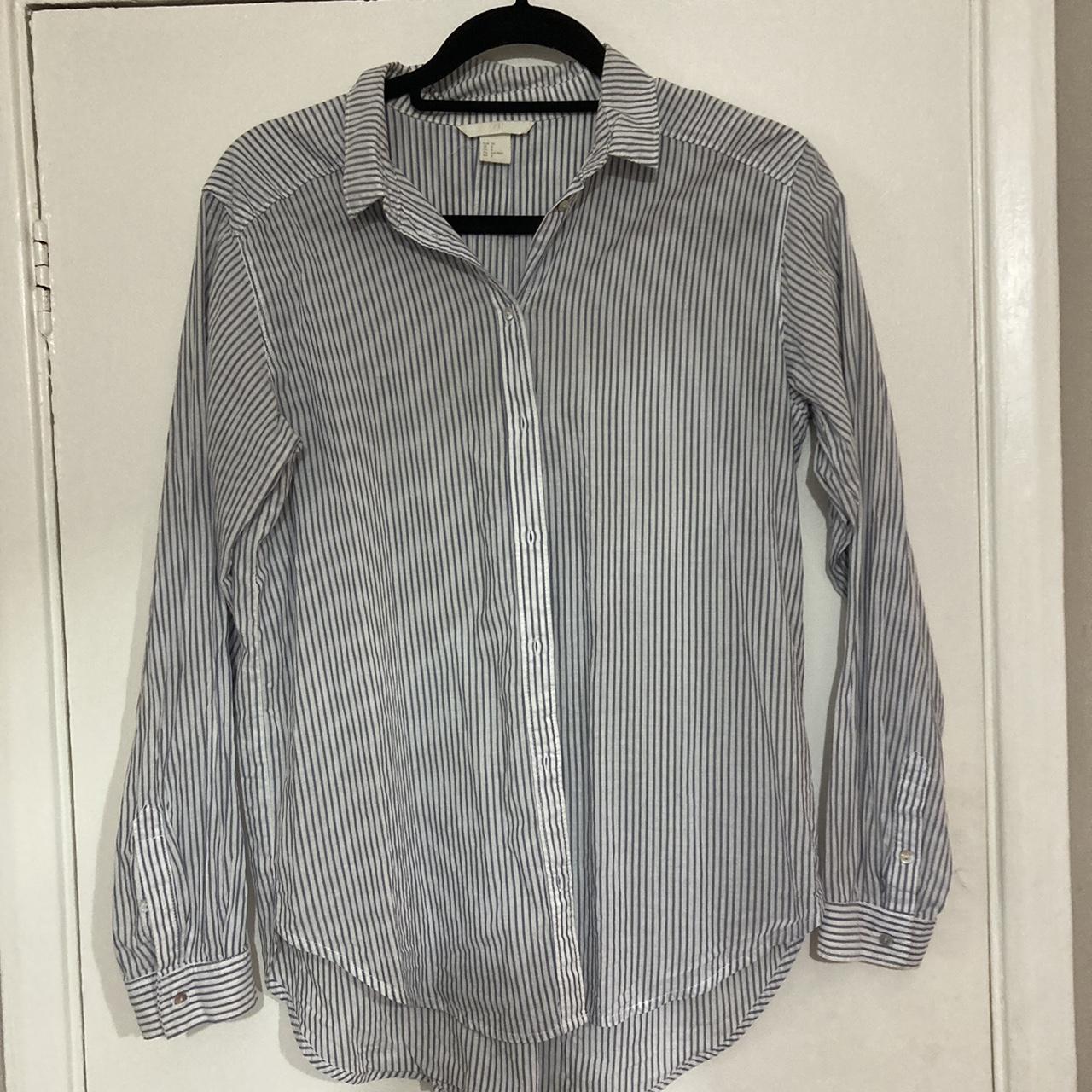 H&M striped cotton shirt... - Depop